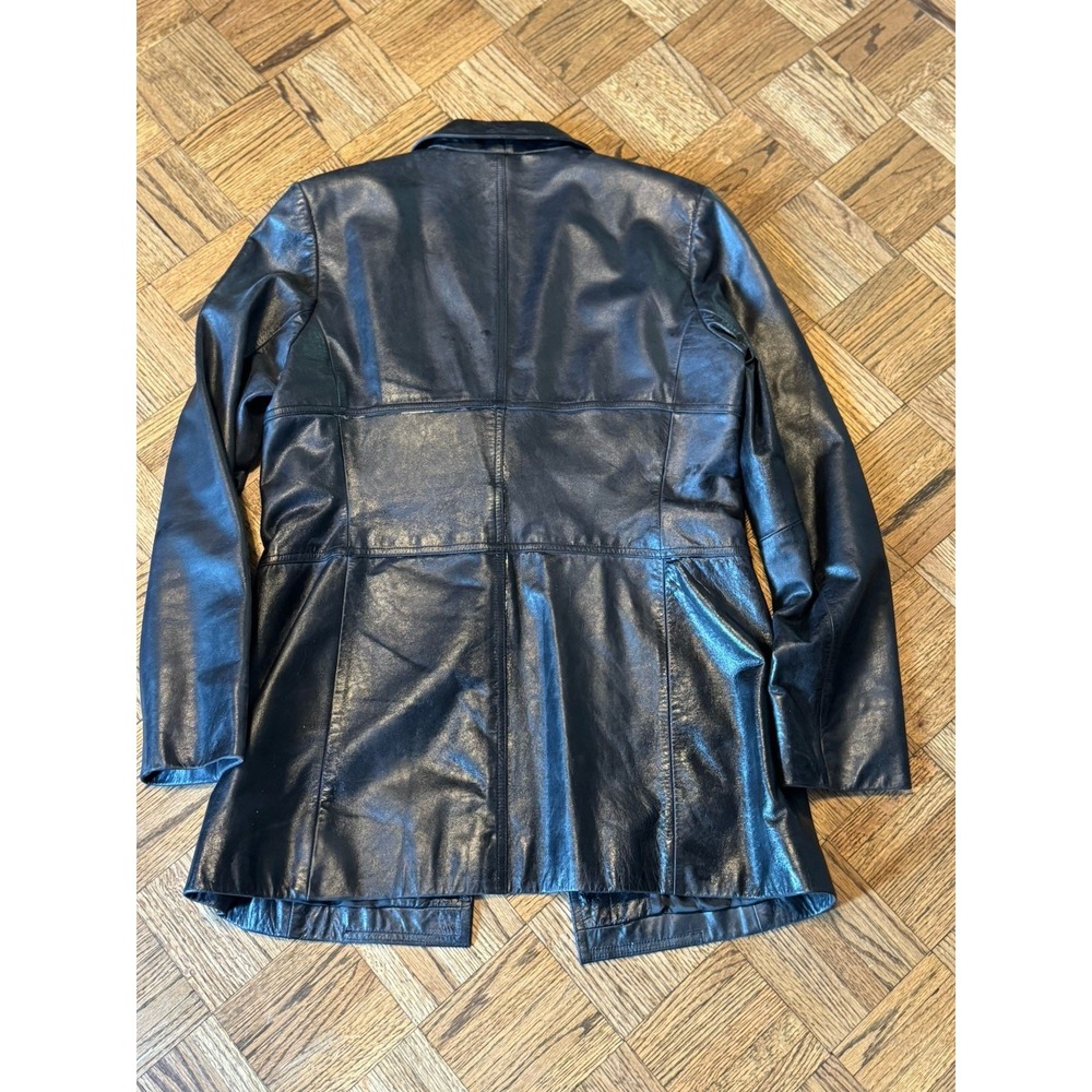 Express Womens Button Up Leather Jacket d Size‎ 9/10 Black - Picture 6 of 7